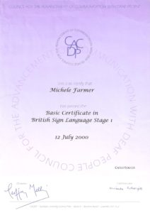 Basic Certificate in BSL Stage 1