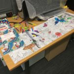 Colouring poster and books