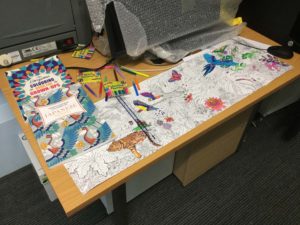 Colouring poster and books