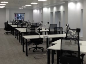 Small working space with small number of workstations