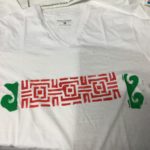 Greek pattern stencilled on t-shirt