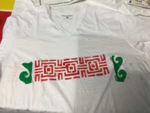 Greek pattern stencilled on t-shirt