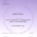 Level 1 Cert in Communication Tactics with Deaf People certificate