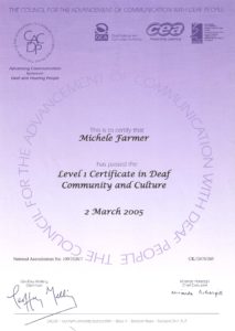 Level 1 Cert in Deaf Community and Culture certificate