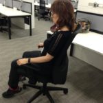 Michele trying out the new chair