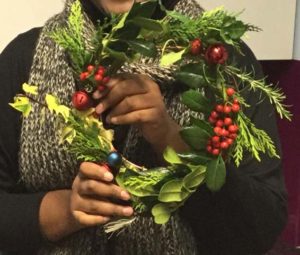 Student's finished wreath